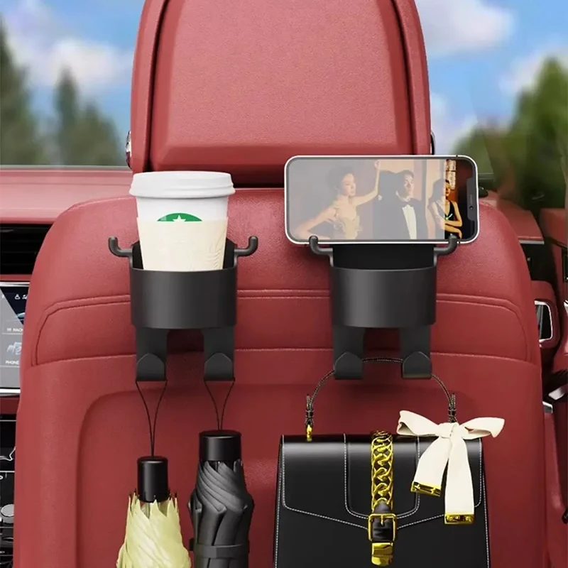 

Car Seat Headrest Hook Hanger Storage Organizer with Cup Holder for Handbag Universal Vehicle Car Accessories