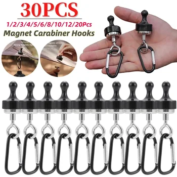 1-30Pcs Camping Magnetic Hooks Heavy Duty Separable Outdoor Tent Canopy Carabiner Clip Magnet Hanger Camping Tools Accessories