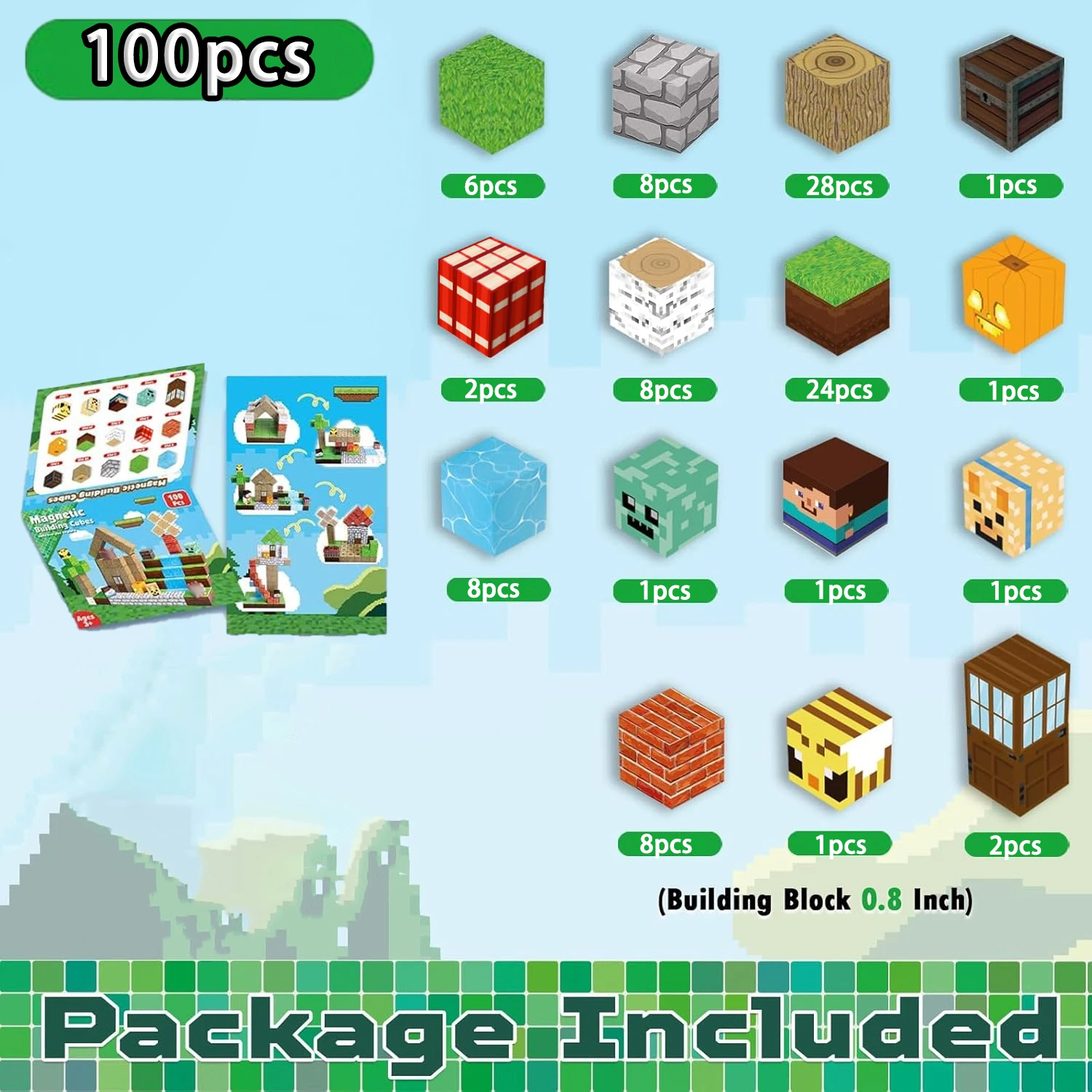 Magnetic Building Blocks Mine World Magnetic Forest House Brick Cube Toys Set STEM Sensory 2025 Best Gift for 3+ Boy Girl Kid