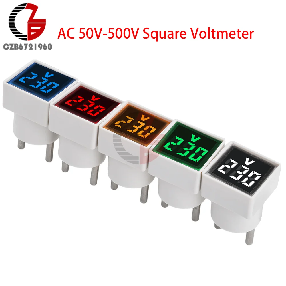 EU Plug Digital Voltmeter with LED Display 50V-500V