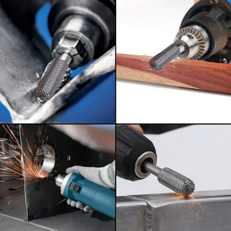 더블 컷 로터리 랩 파일 세트 6mm 샹크 카빙 비트 전동 그라인딩 헤드 경질 탄소강 파일 금속 목재 연마용