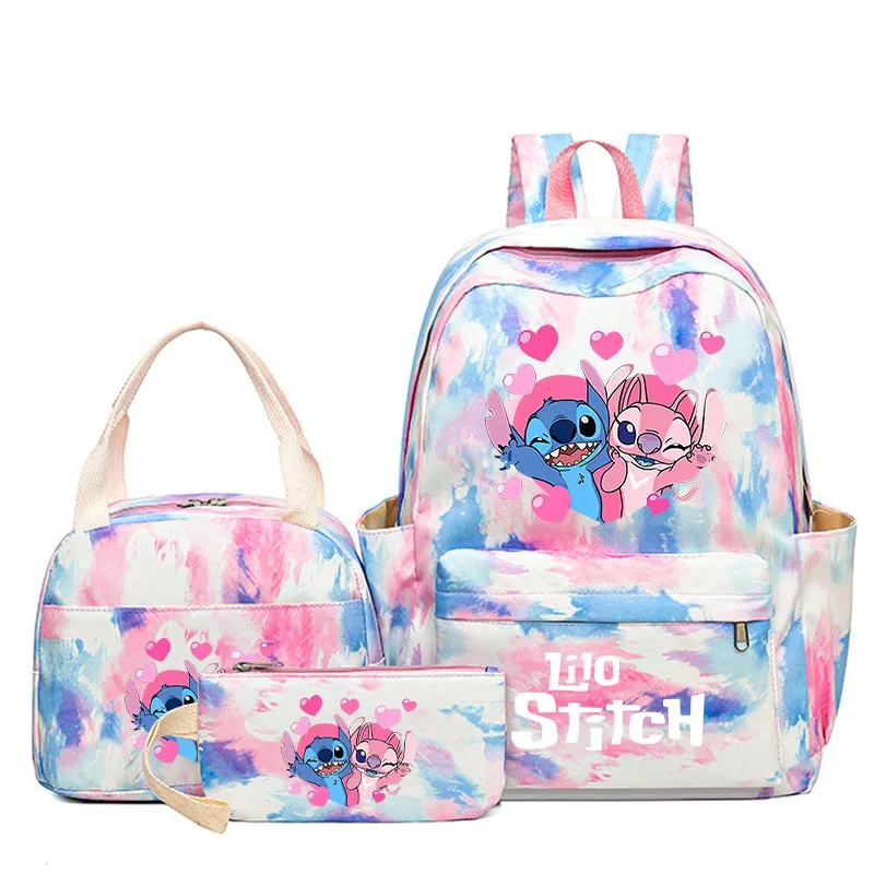 3Pcs/set Lilo Stitch Student Boy Girl Schoolbag Colorful Backpack with Lunch Bag Children Teenager Cartoon School Bookbag children backpack,children bag,students backpack