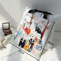 Summer Travel Beach Shoulder Bag, Reusable Grocery Shopping Bag, Many Cats Painting Tote Bag 4