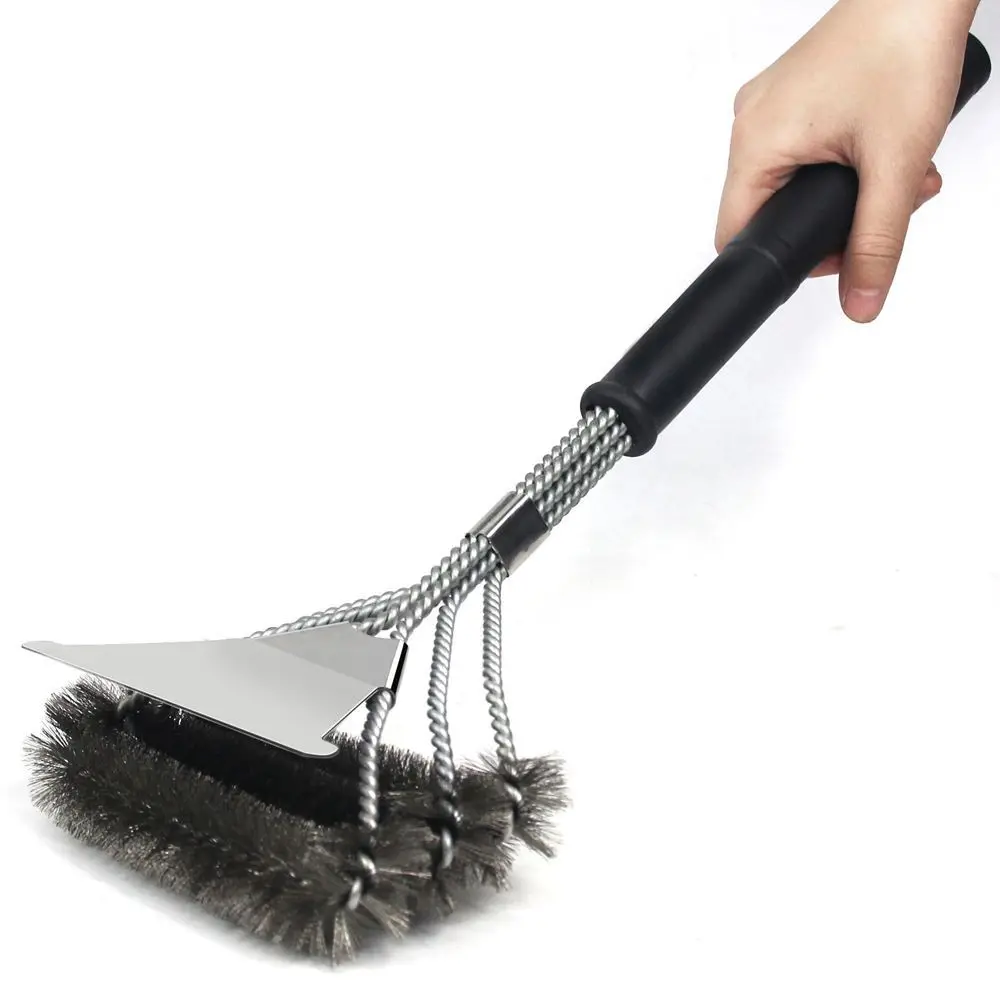 Safe Grill Brush Bristle Free BBQ Grill Brush Rust Resistant Stainless Steel Barbecue Cleaner Grilling Accessories Clean Tools