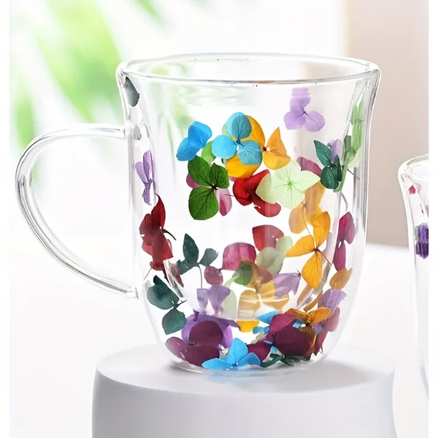Double-Walled Floral Glass Mug 5
