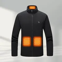 Men'S Winter Warm Fleece Jacket Solid Smart Heat Coat Outdoor Coat Thermal Usb Electric Battery Long Sleeves Heating Jackets 1