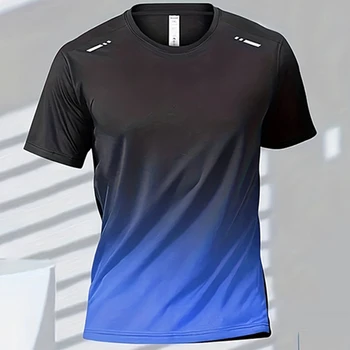 T-shirt da uomo t-shirt sportive t-shirt sfumate a maniche corte ad asciugatura rapida sport all'aria aperta confortevole Casual tinta unita