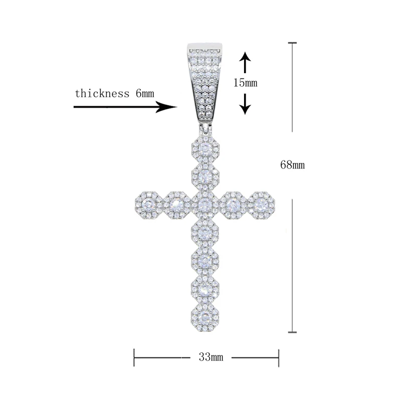 Cross Pierced【Casual】（Silver） Silver Tone Cubic Zirconia Cross Earrings | New Look