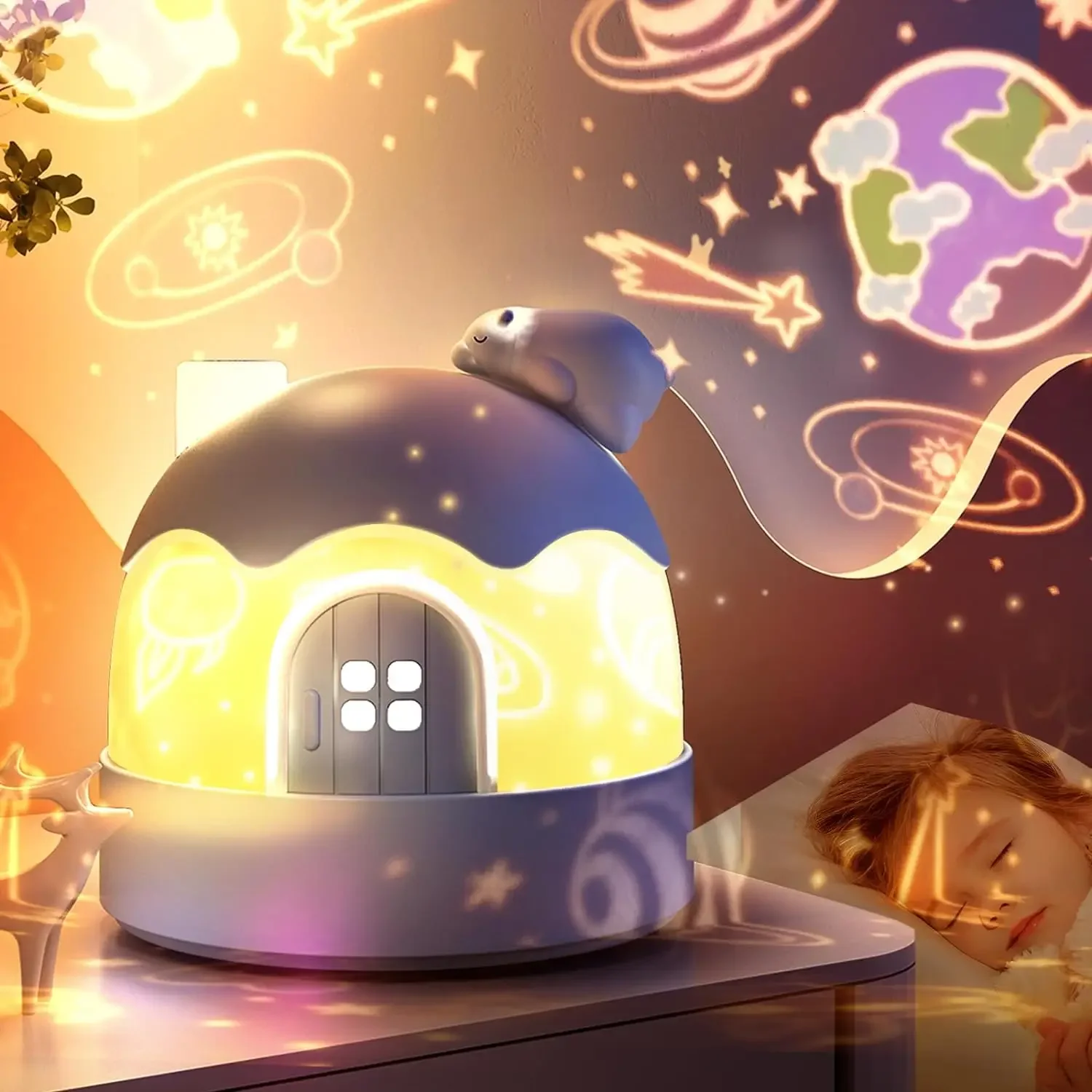 

Cute Bear Night Light Projector for Kids 14 Films 360° Rotation Starry Projector with Timer Rechargeable Room Decor Gift Lamp