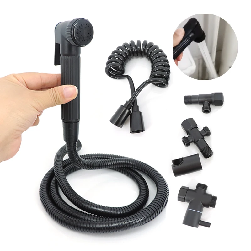 Zinc Alloy Black bidet toilet sprayer spray faucet kit Water hose enema cleaner shower head wc douchette Bathroom accessories q1
