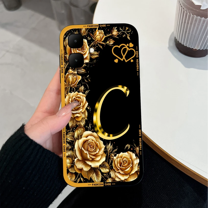 Rose Flower Letter Matte Silicone Shockproof Protective Phone Case