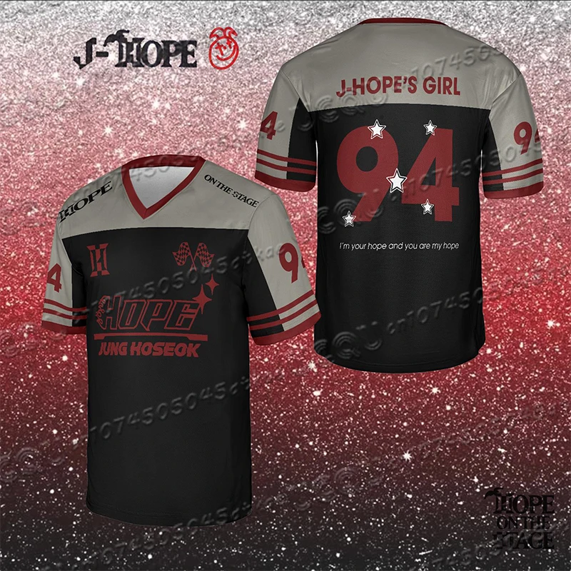 Men And Women J-Hope Tour World Tour V-Neck Jersey T-Shirt