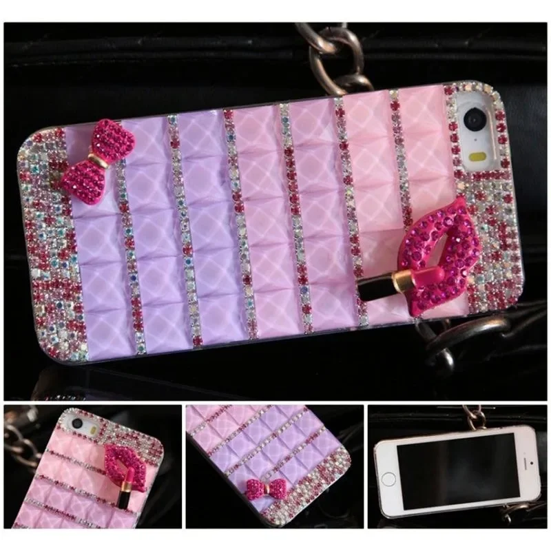 Love Heart Key Chains for iPhone 16Pro max Diamond Rhinestone Phone Case Crystal Glass Rhinestones Luxury 15 Plus 14 13 12 11 Pro Max