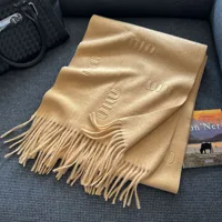 High Quality Scarf Women Winter Autumn Popular Embossed Letter Wool Blended Muffler Female Youth Vitality Warm Solid Shawl Lady - Image 4
