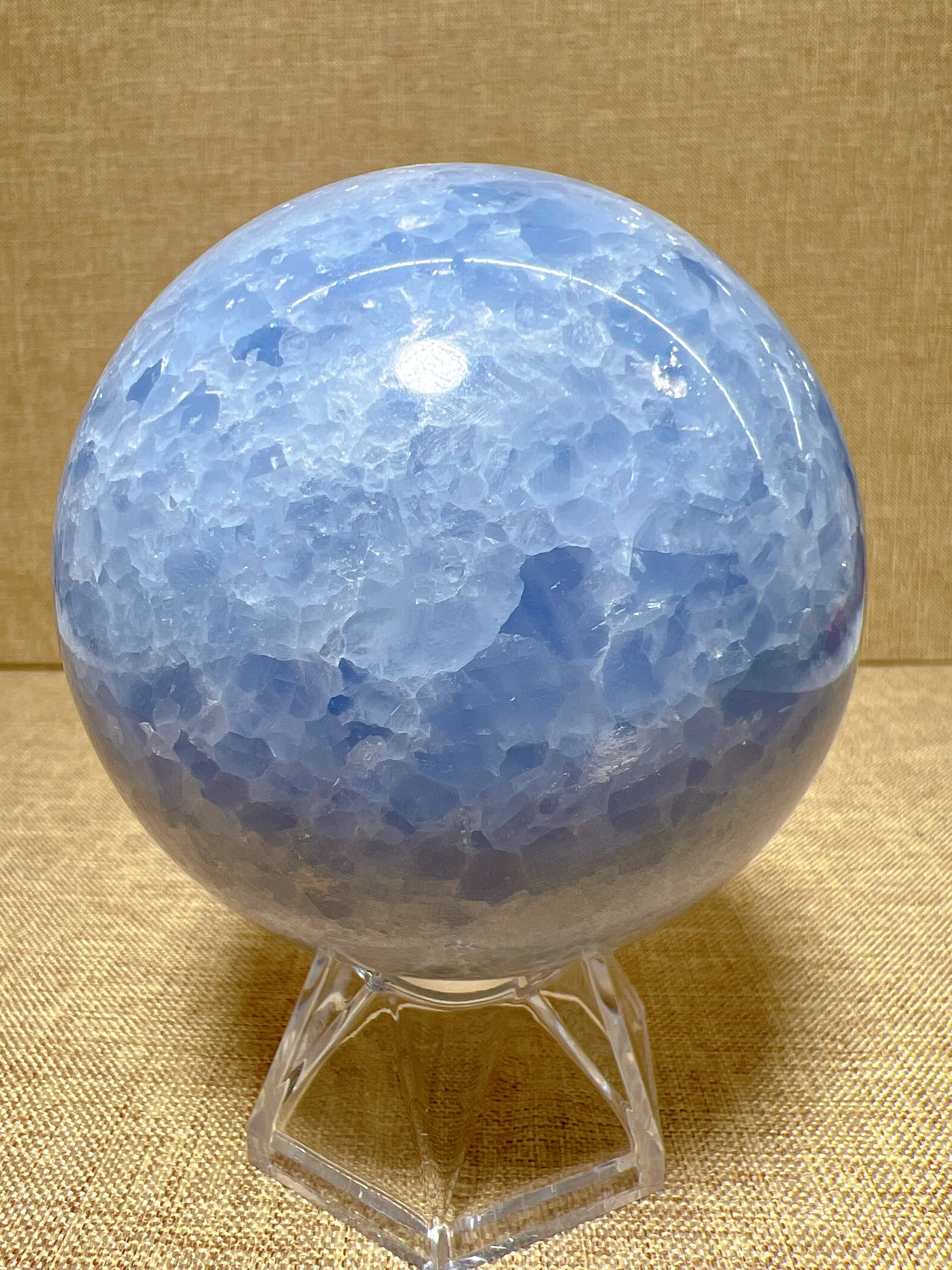 

Natural Blue Calcite Sphere Free Form, Carving Reiki Healing Stone Home Decoration Exquisite Gift