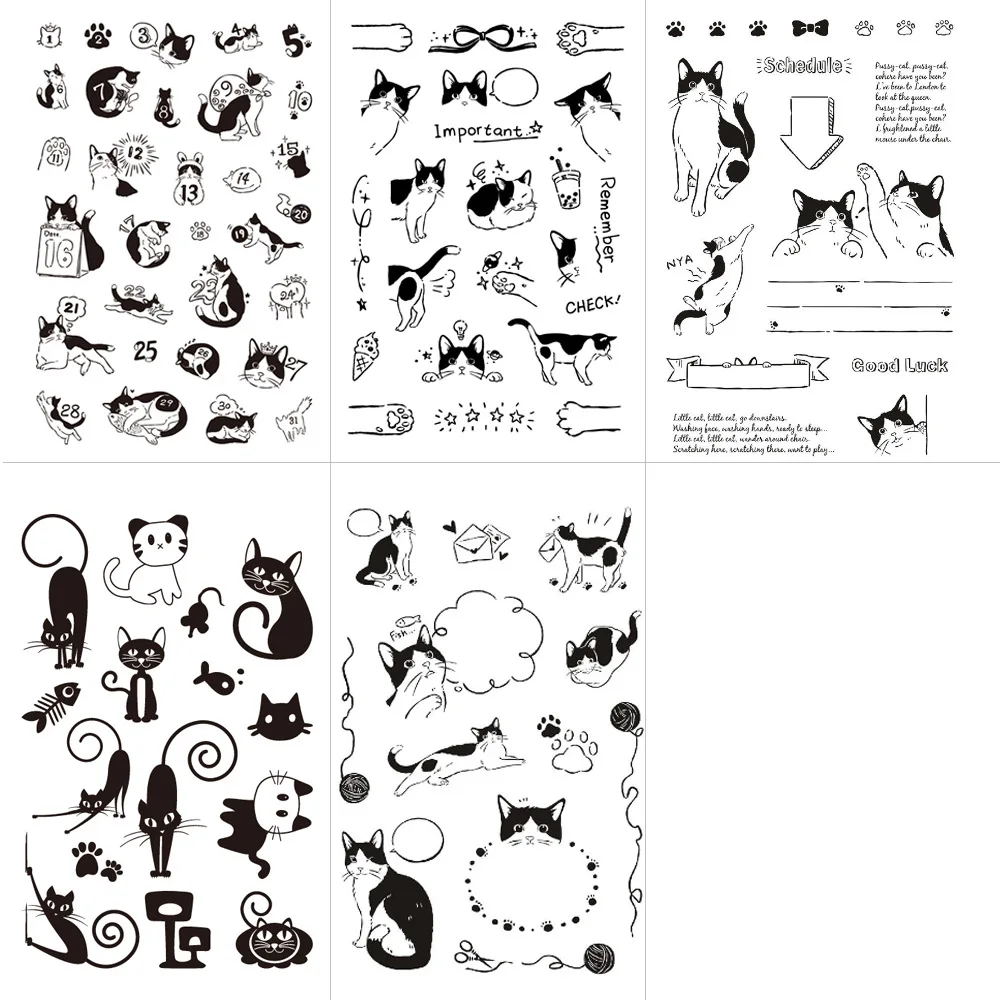 

1 Piece Cute Cat Stamps for Kids Transparent Silicone Cartoon Kitten Stamp DIY Decor Scrapbook Journal Stamp Student Supplies