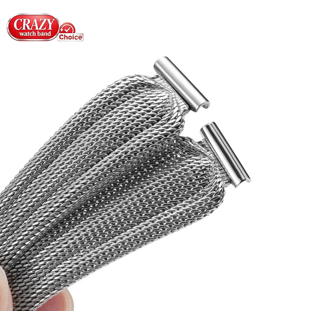 Ultra-Thin Mesh Milanese Loop Stainless Steel Women's Bracelet Strap with Folding Buckle