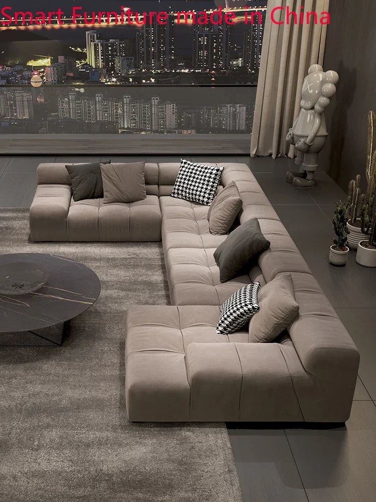 Divano In Tessuto In Pelle Levigante Divano Silenzioso In Pelle Italiano Cioccolato Italiano Divano Minimalista Blocco Tofu