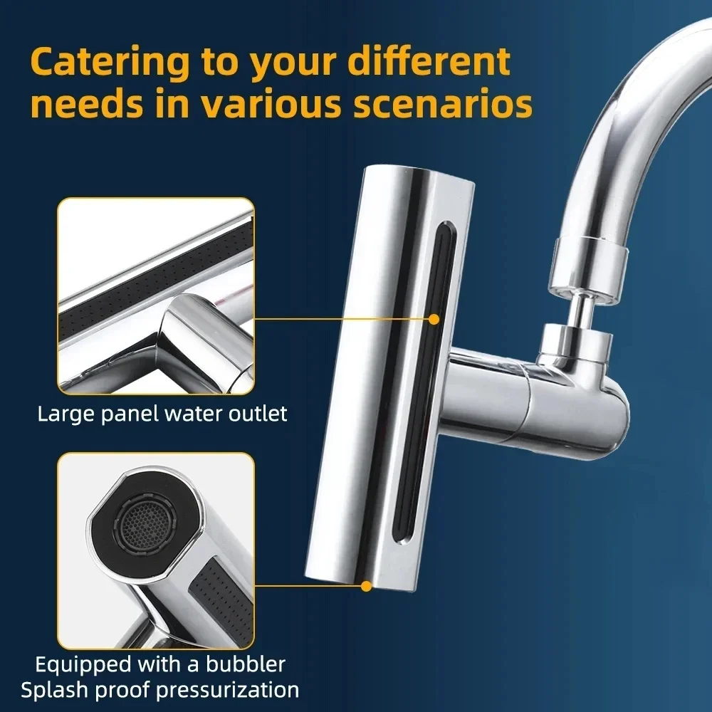 2024 New Kitchen Sink Waterfall Faucet Pressurized Bubbler Splash-proof 4 Modes Spout Bathroom Basin Tap Extender Adapter 3