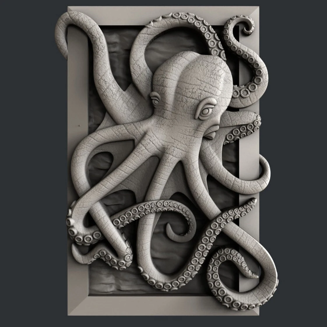 Octopus Pannel 3D STL Model for CNC Router Engraving & 3D Printing Relief Support ZBrush Artcam Aspire Cut3D router woodworking Woodworking Machinery