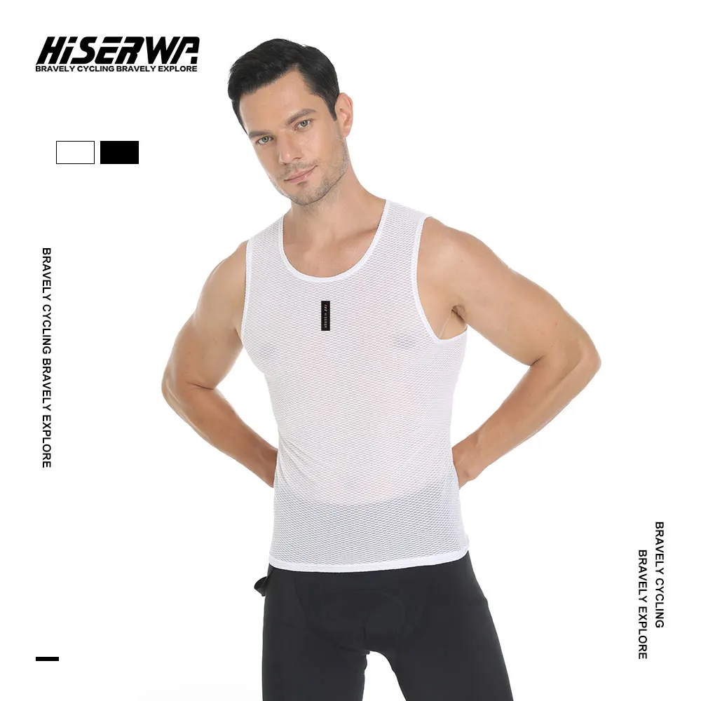 HISERWA-Maillot de cyclisme pour homme, couche de base, maille respirante, séchage rapide, fibre, VTT, vélo de route, maillot de corps classique, noir et blanc - AliExpress 18