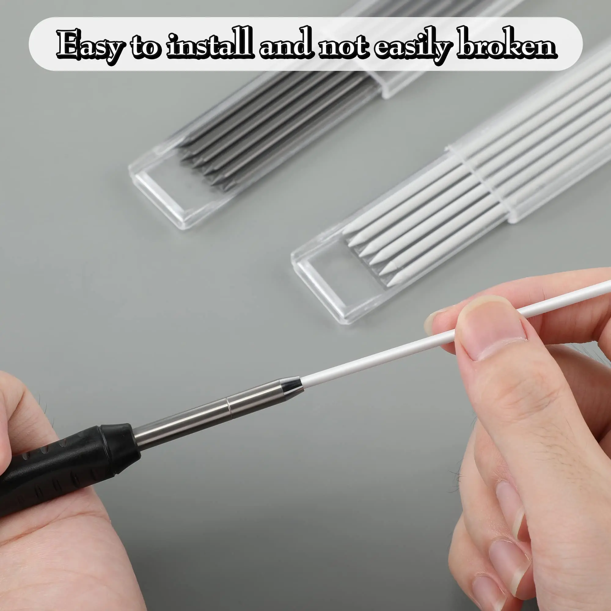 24 Pieces 2.8mm HB Refills for Carpenter Pencil Study Long Lasting Pencil for Mechanical Pencil Woodworking Construction Black 6