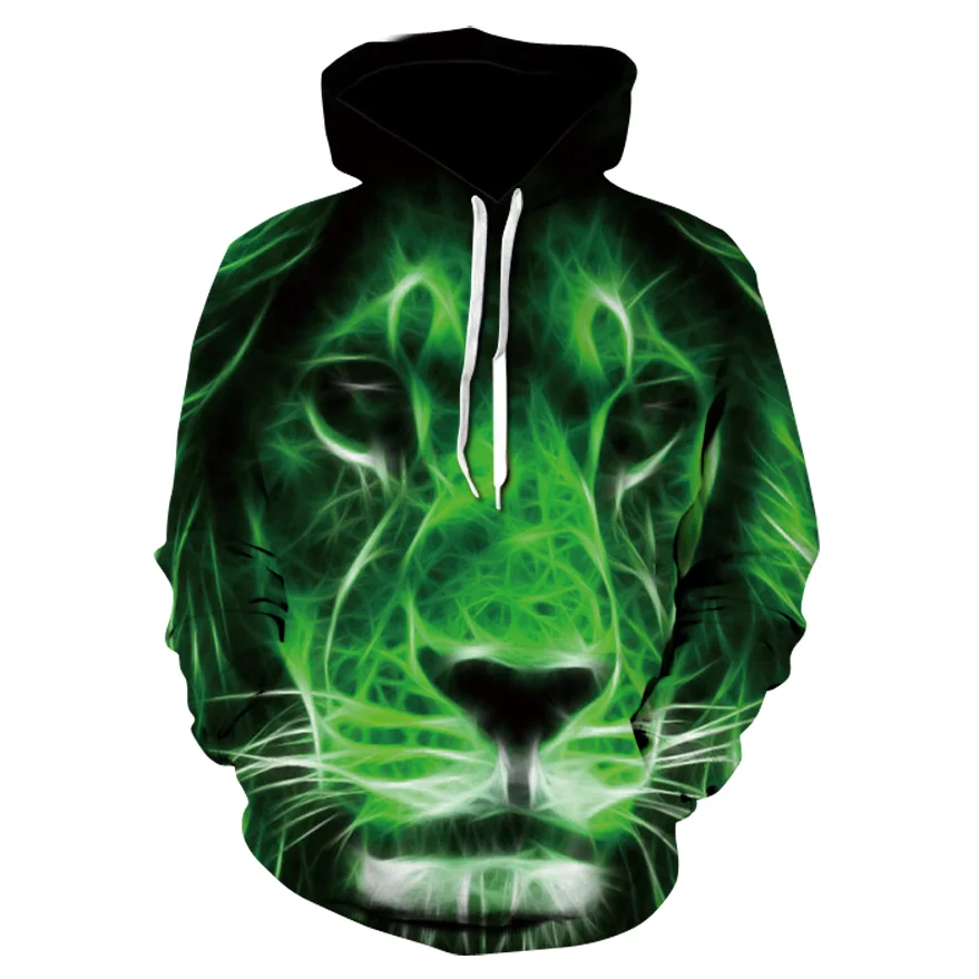 

2022 Lion Hooded Sweatshirt Hoodies Clothing Casual Loose Animal Streetwear Male Fashion Autumn Winter Top