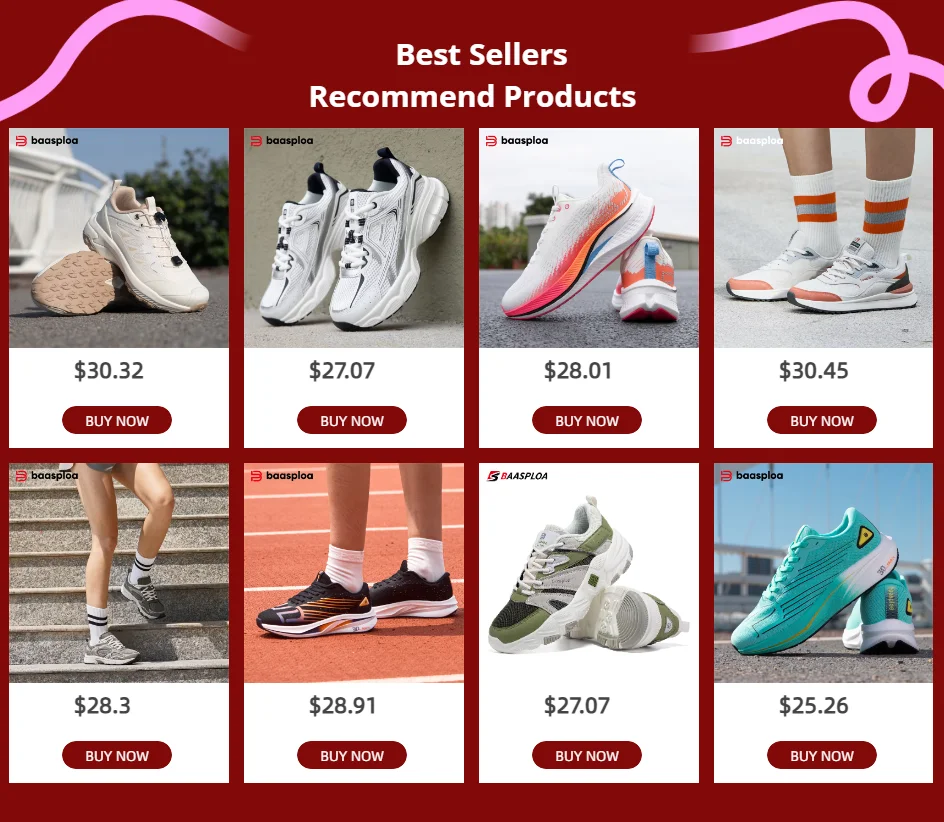 Baasploa Women Running Shoes Fashion Lightweight Sport Shoes Women Breathable Mesh Casual Sneakers Non-Slip New Arrival