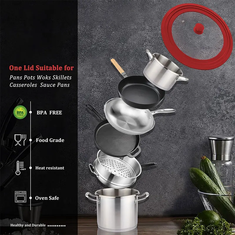 Description Picture 5 of itemUniversal Pan Lids Large Silicone Pot lids for Pots Pans & Skillets  Fits 16cm to 32cm Cookware Frying Pan lid