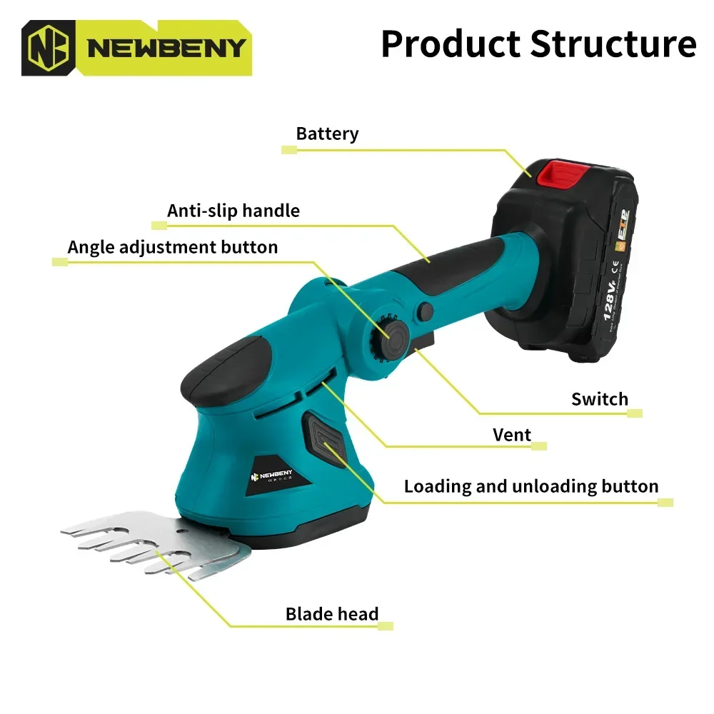 NEWBENY Electric Hedge Trimmer 2 IN 1 Cordless Efficient Household Shrub Weeding Garden Beautify Tool For Makita 18V-21V Battery 3