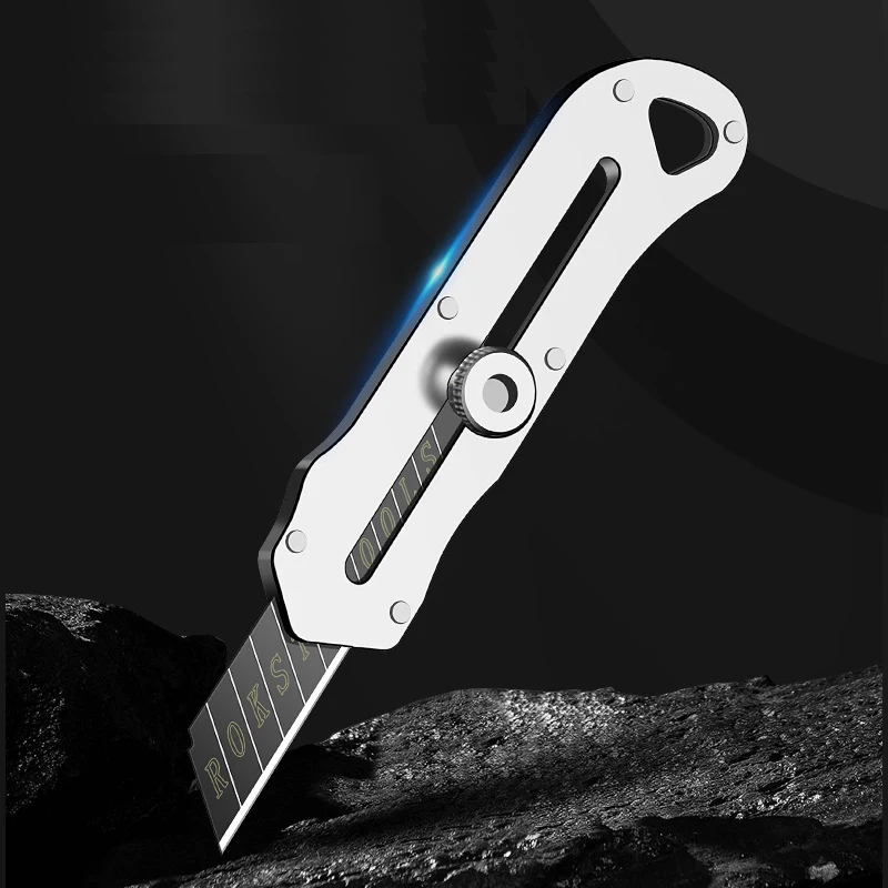 18mm Stainless Steel Box Cutter Retractable Utility Knife, Sharp Black SK5  Steel Blades Cutting Tools Package Opener