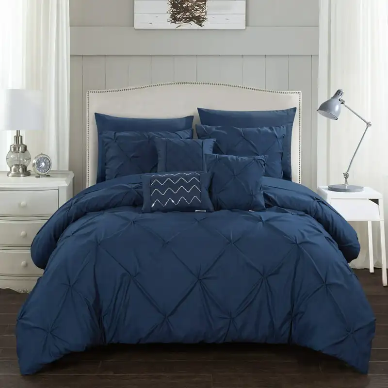 

Valentina 10-Piece Solid Color Comforter Set, , Navy