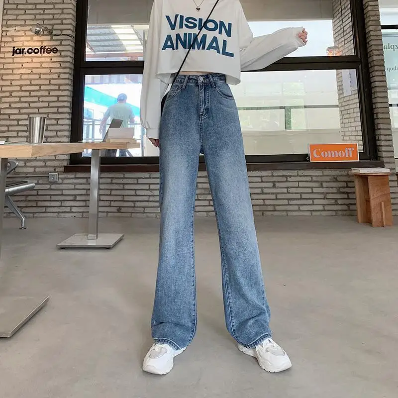 Spring and Autumn 2023 New Unique Design High Waist Wide Leg Pants Winter Micro Flare Jeans Women