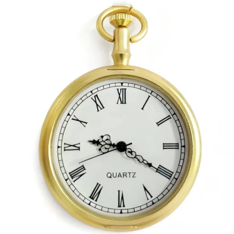 Retro Bronze Steampunk Roman Dial Quartz Pocket Watch Necklace Pendant Clock Chain Men's And Women's Chain Gifts