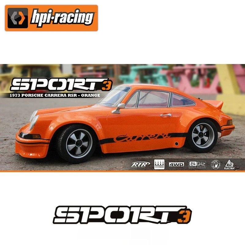 Hpi1/10 레이싱 스포츠 3 1973 카레라 시뮬레이션 RC 전동 드리프트 자동차 (RC 애호가를 위한 야외 드리프팅용)