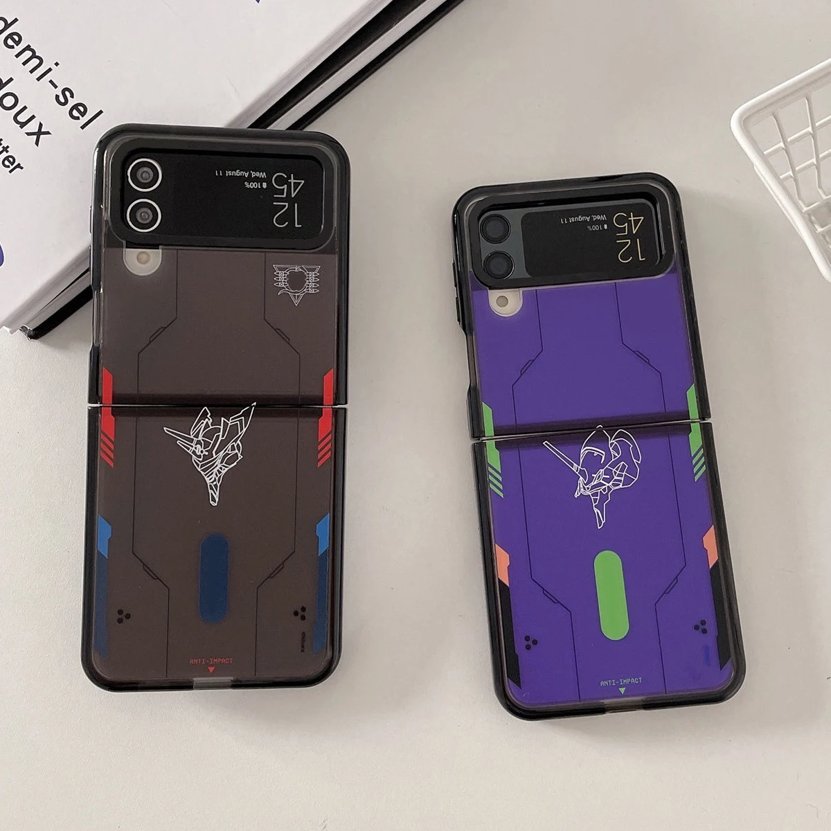 

Acrylic Black Border Robot Phone Case for Samsung Galaxy Z Flip 5 4 3 Back Cover for ZFlip3 ZFlip4 ZFlip5 Hard Case Shell