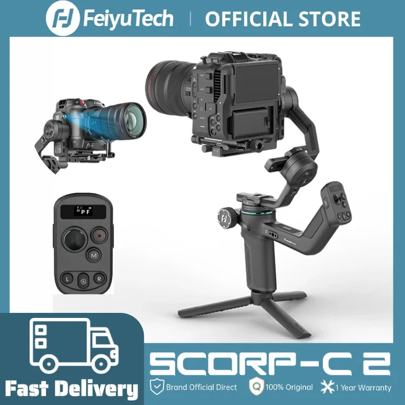 FeiyuTech SCORP C2 Estabilizador de Câmera Gimbal para DSLR e Mirrorless, Gimbal Portátil para Vlogs, Rastreamento por IA, Gravação Vertical