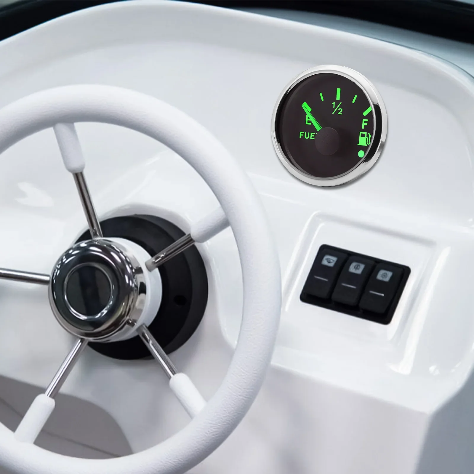 Wasserdichter 52-mm-Kraftstoffstandsanzeige mit Blitzalarm + Ölschwimmersensor 0–190 OHM Kraftstofftankmessgerät 7-Farben-LED für Auto, Yacht, 12 V, individuell – Detail 8