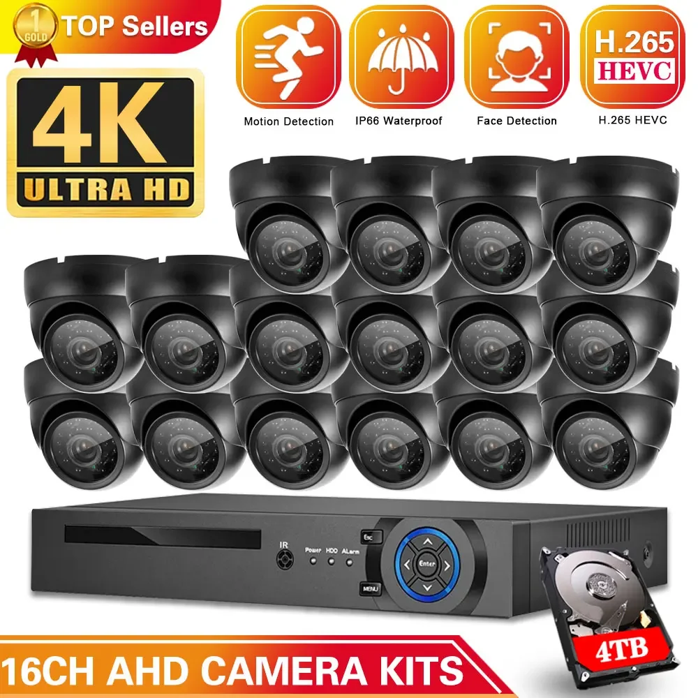 

H.265+ 16CH 8.0MP DVR 8MP Security Camera System Outdoor Weatherproof CCTV Video Dome Metal Cameras DVR Kit HDD P2P 16 Channel