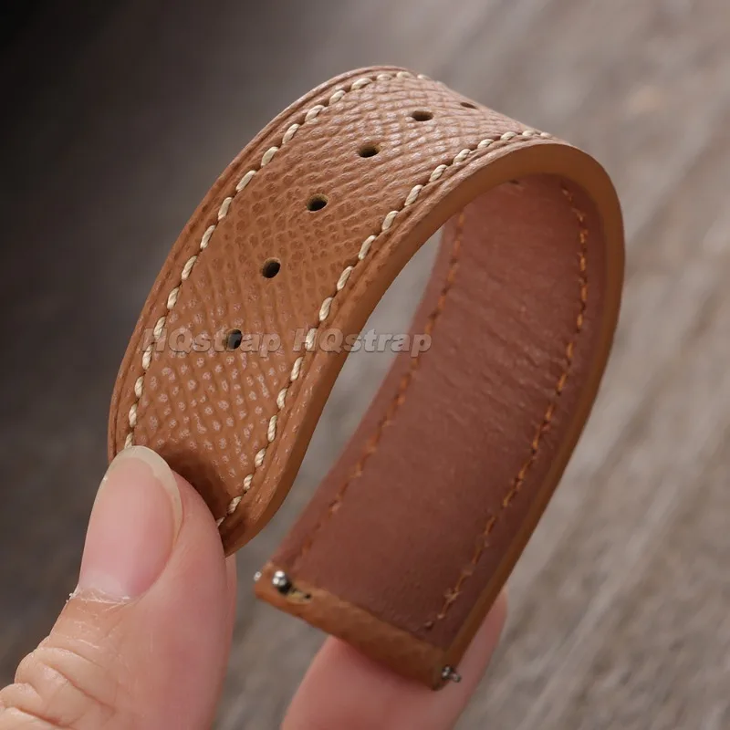 Elegant Genuine Leather Watch Strap - Soft & Comfortable Cowhide Bracelet for Men & Women