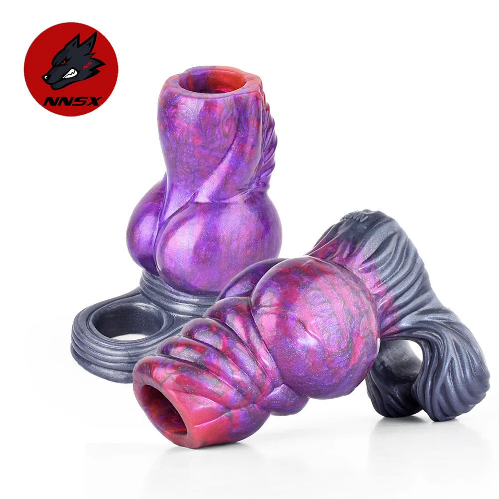 

NNSX Silicone Penis Sleeve Extender Realistic Textured Dildo Enlargement Sleeve Cock Ring Delay Ejaculation Sex Toys for Men