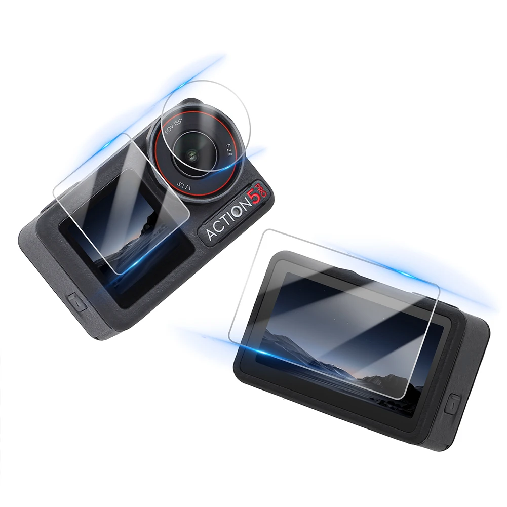 Description Picture 6 of item1/2 Set Screen Protector Explosion-proof Tempered Glass Screen Cover Camera Lens Screen Protector Film for DJI Osmo Action 5 Pro