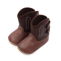 Boys Baby Girls Baby Winter Boots Soft Bottom Non-slip Baby Foreign-style Western Cowboy Leather Boots Baby Shoes 2