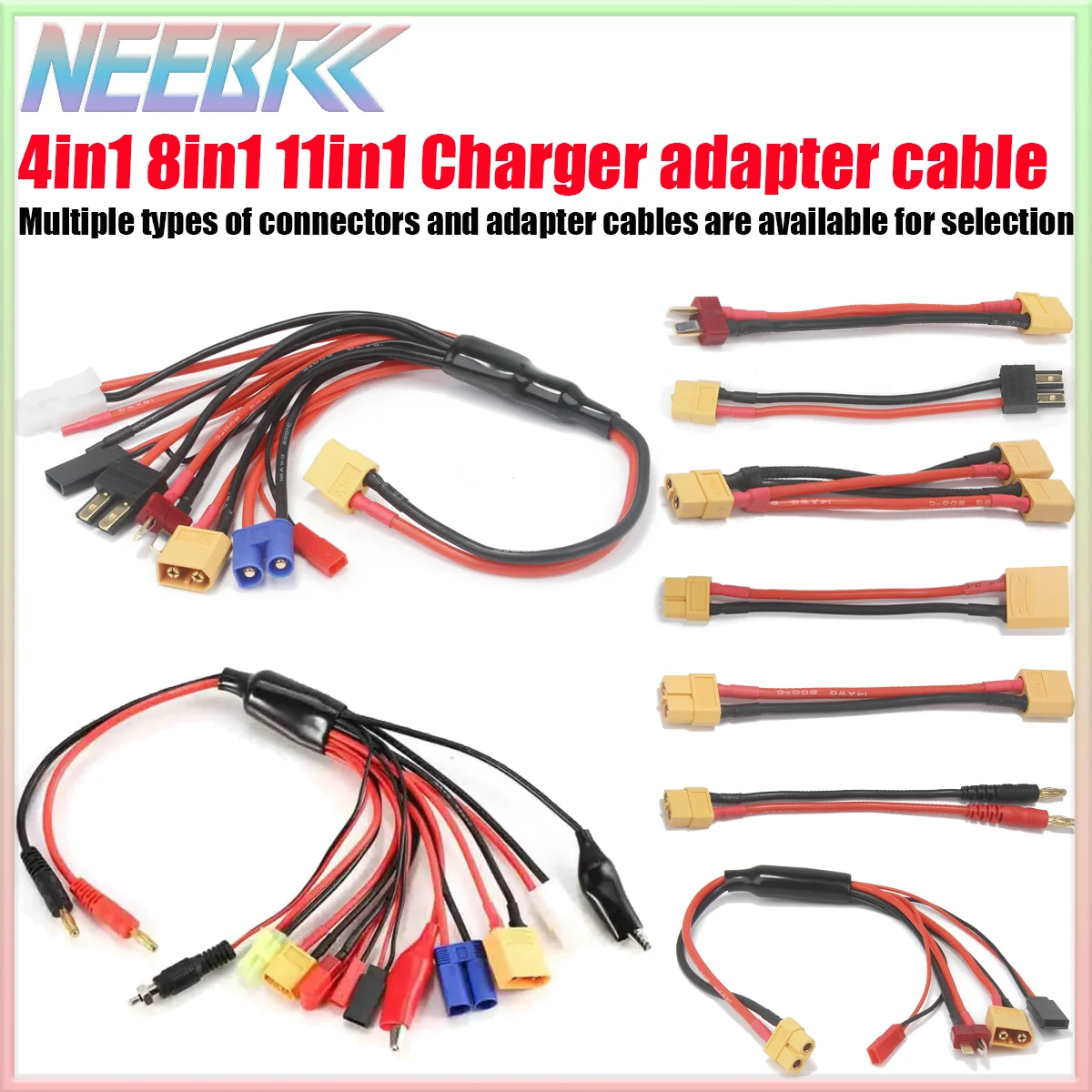 RCMultiBatteryChargerAdapterConverterCable8in111in14in1Banana/T/XT30/XT60/XT90/TRXAlligatorClipsPlugforIMAXB6AC-AliExpress
