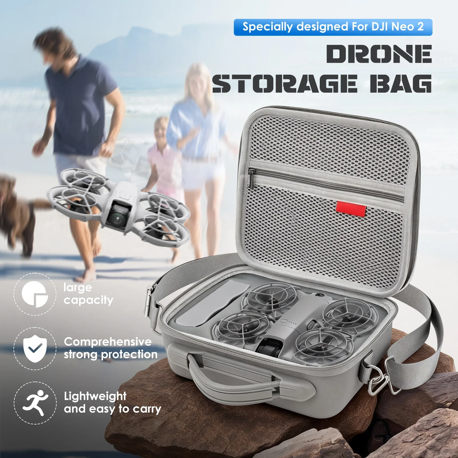 DJI NEO 2 휴대용 PU 숄더 핸드백, 네오 2 드론 및 스마트 플라이트 배터리 액세서리용 충격 방지 케이스