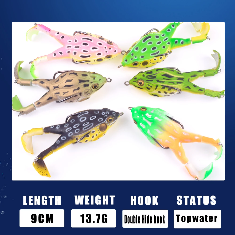 AYWFISH 5.5CM 15G Realistic Fishing Toad Lures Double Hide Hook Topwater  Silicon Legs Artificial Bait