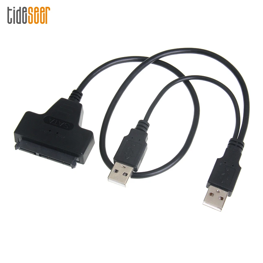 

200 шт., USB 2,0 к SATA 7 + 15P 22-контактный Кабель-адаптер для 2,5 "SSD/жесткого диска HDD, конвертер шнур