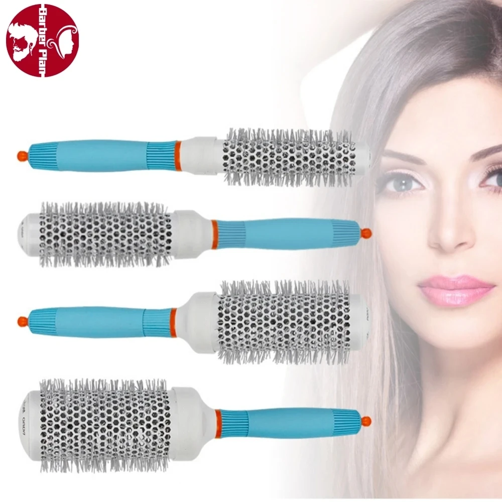 Professional Hairdressing Comb Round Hairbrush Blue White Drying Curling Combs Barber Hair Rollers Salon Tools Accessories naierdi 5pcs blue polyurethane office chair caster wheels 3inches swivel rubber soft furniture wheels safe rollers for furniture