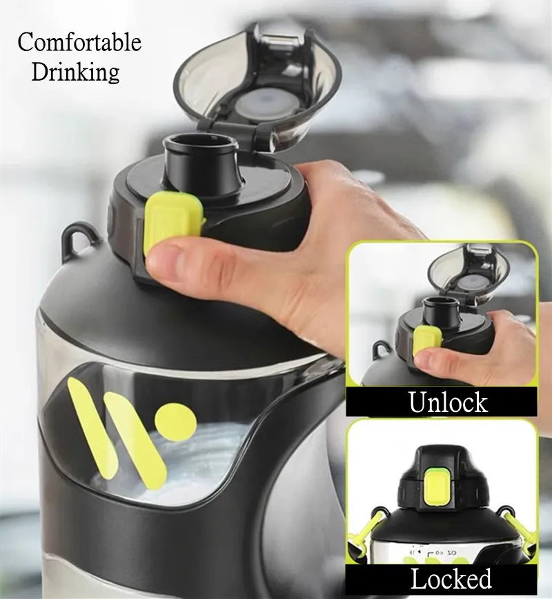 2200ML High Quality Sport Water Bottle With Strap Portable Durable Gym Fitness Outdoor Climbing Picnics Drinking Bottle