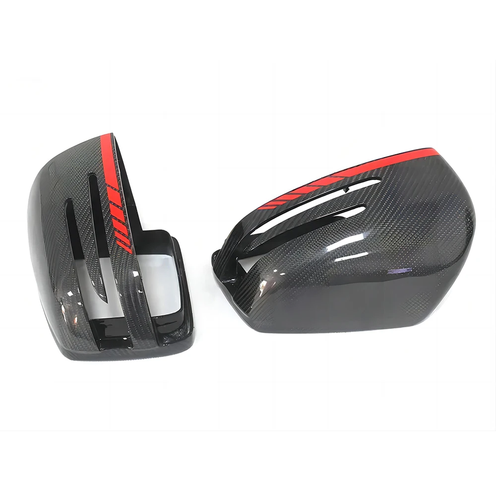 

Сменная Крышка для бокового зеркала заднего вида, крышка для Mercedes Benz W463 X166 G GL GLE GLS Class, красная полоса, корпус из углеродного волокна